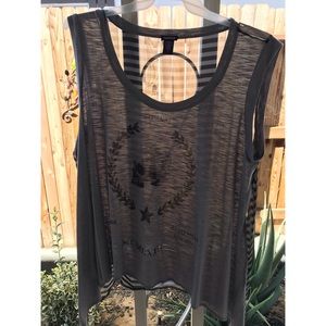 gray high-low tank top